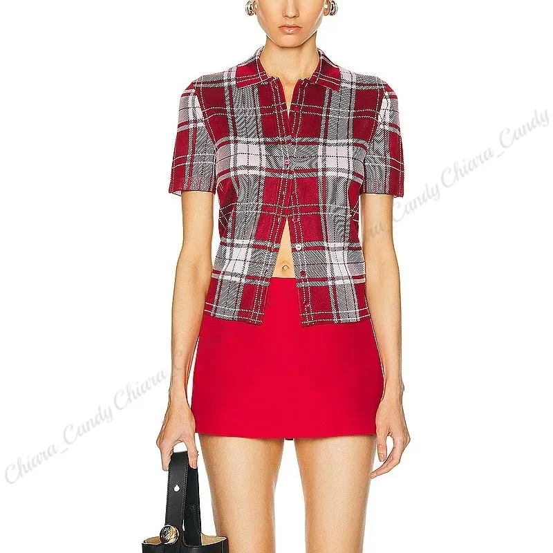 LOEWE  |Tartan Casual Style Silk Short Sleeves Party Style