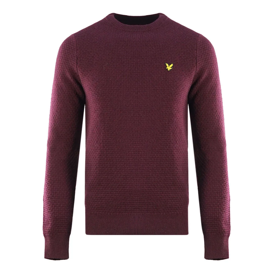 Lyle & Scott Basket Weave Knitted Burgundy Sweater