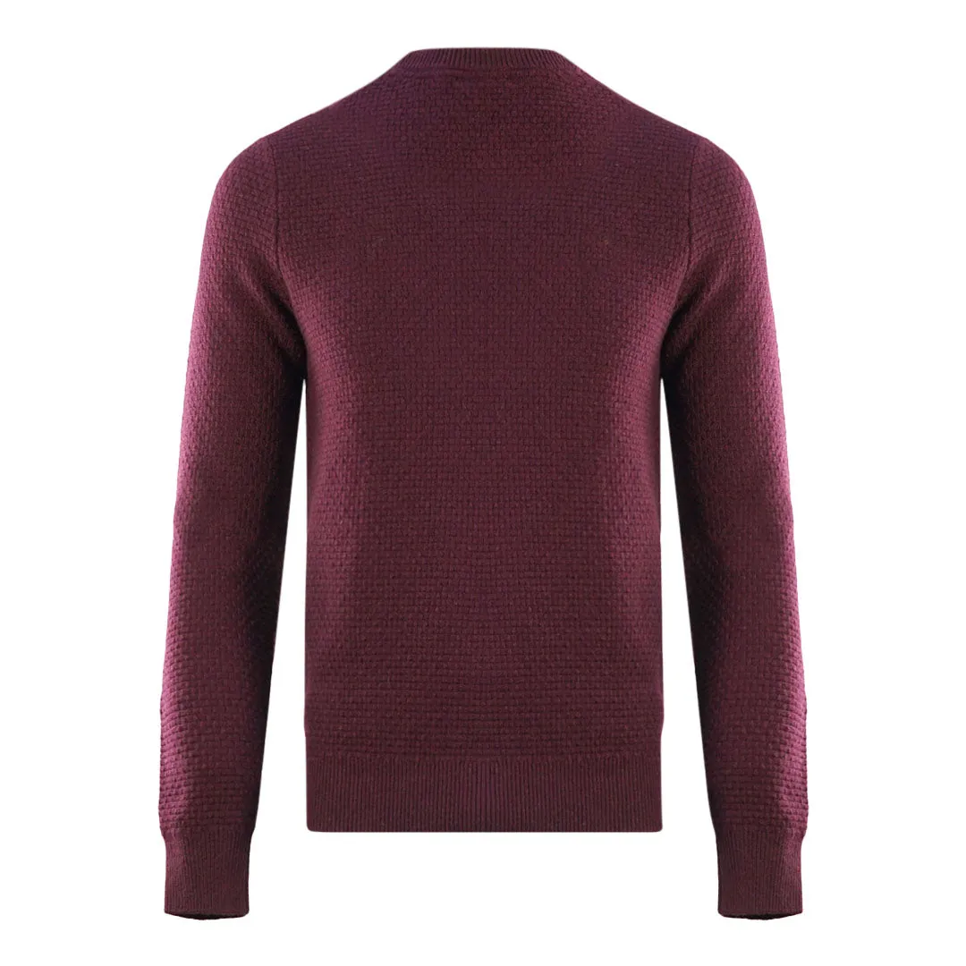 Lyle & Scott Basket Weave Knitted Burgundy Sweater