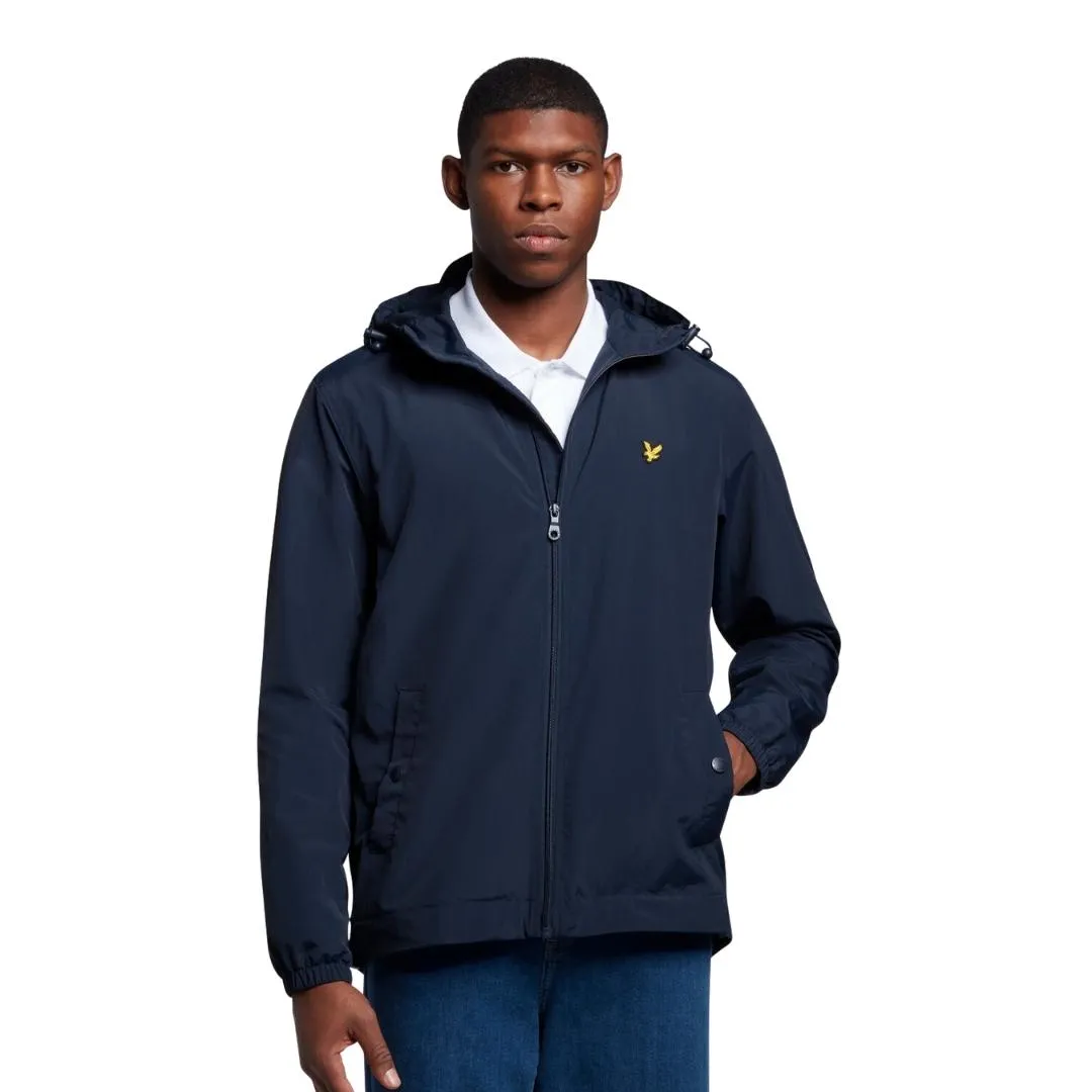 Lyle & Scott Branded Navy Blue Hooded Short Lightweight Jacket