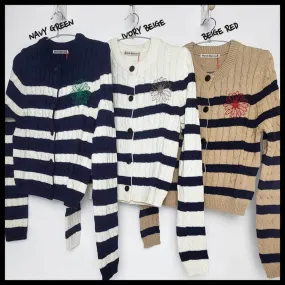 Mardi Mercredi  |Stripes Casual Style Street Style Long Sleeves Cotton Logo