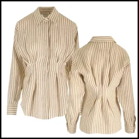 MaxMara  |Stripes Casual Style Linen Long Sleeves Office Style