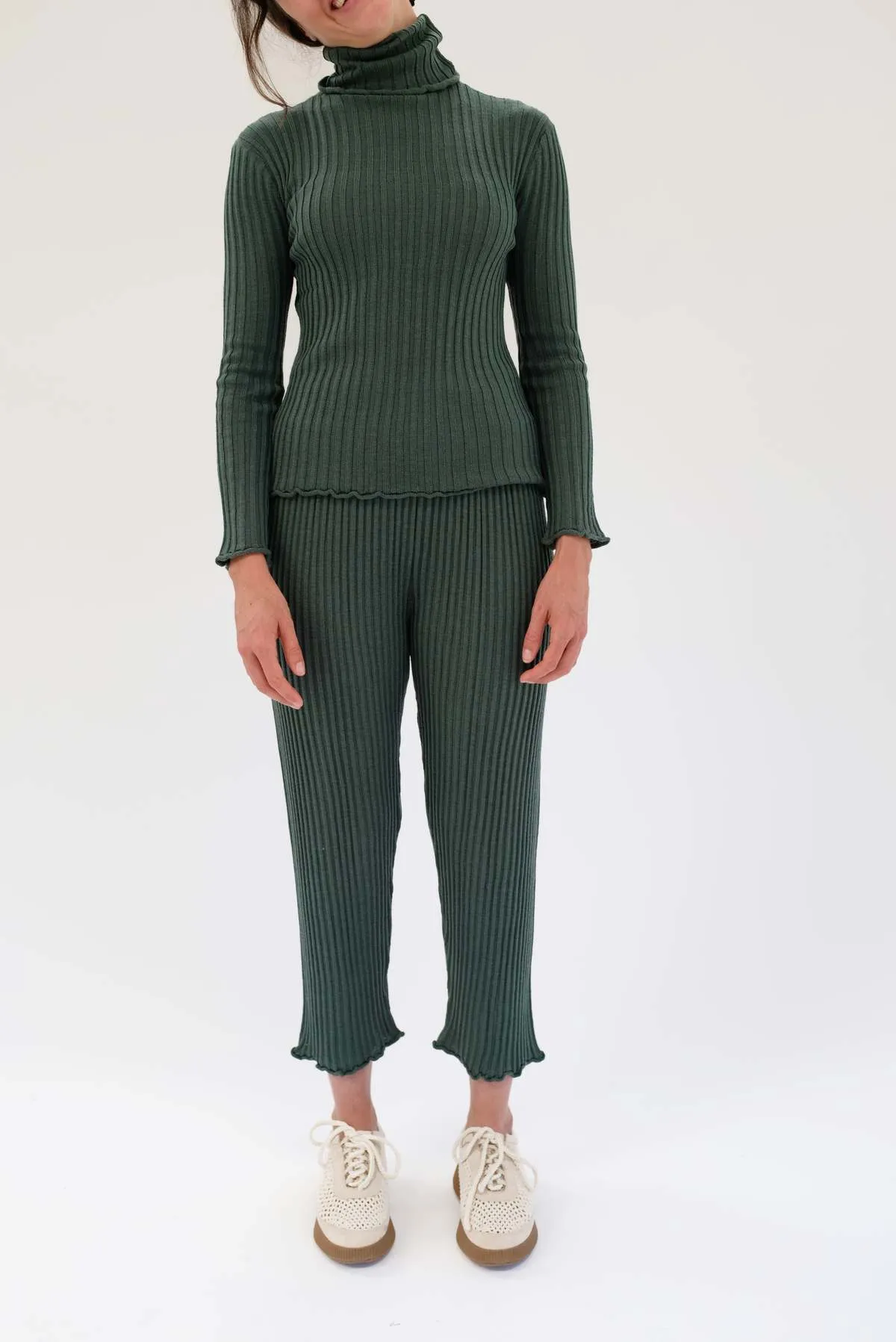 Merino Ribbed Turtleneck - Jungle