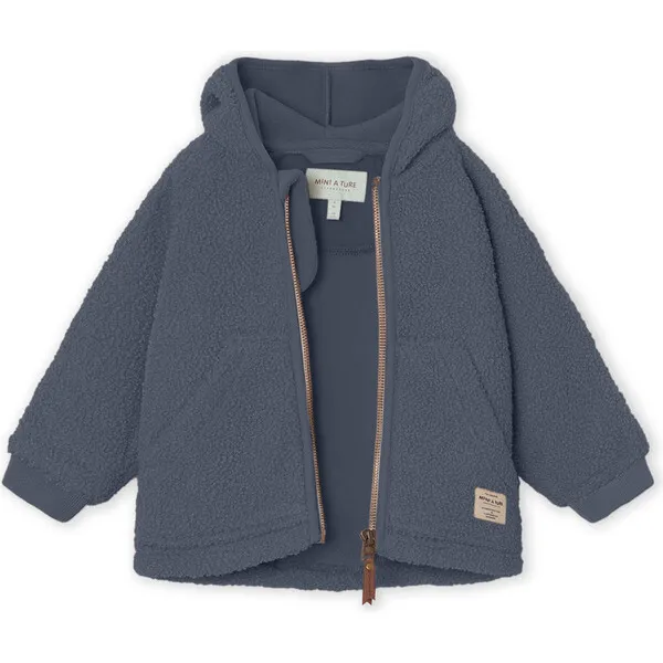 Mini A Ture Recycled LIFF Teddy Fleece Jacket, Ombre Blue