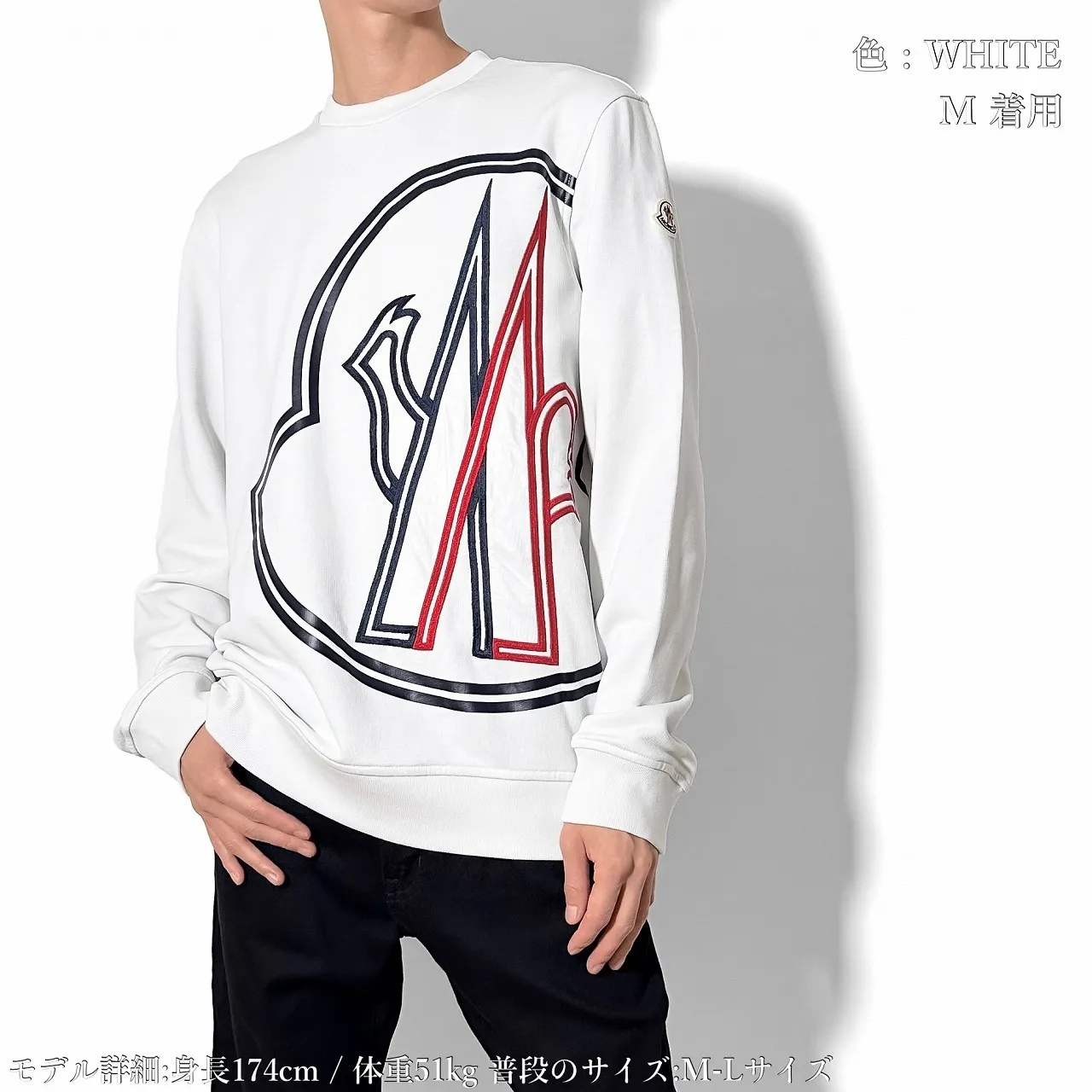 MONCLER  |Crew Neck Street Style Long Sleeves Cotton Logo