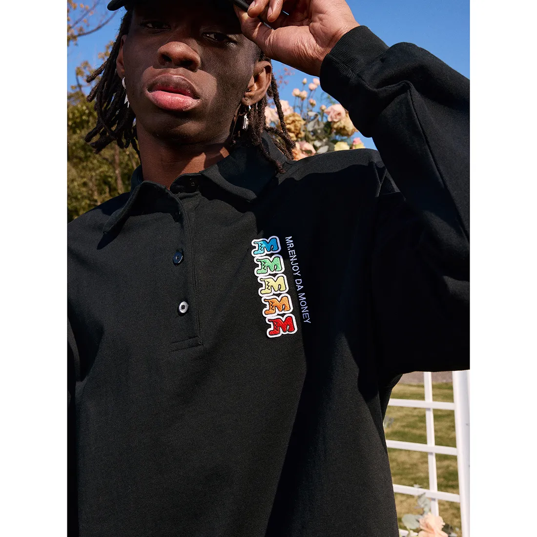 MR. ENJOY DA MONEY  |Unisex Street Style Long Sleeves Cotton Logo Polos