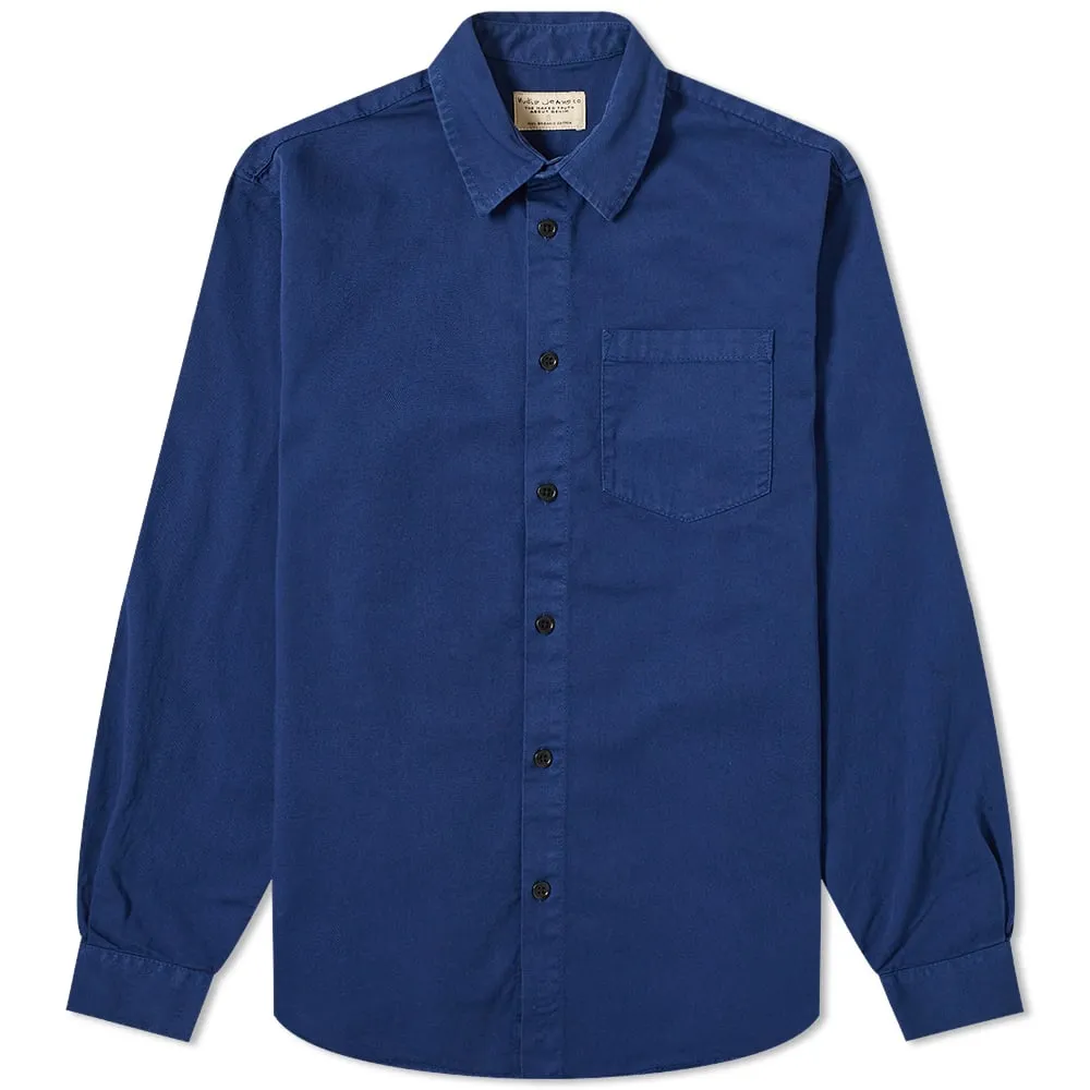 Nudie Chet Pigment Dyed ShirtBlueberry