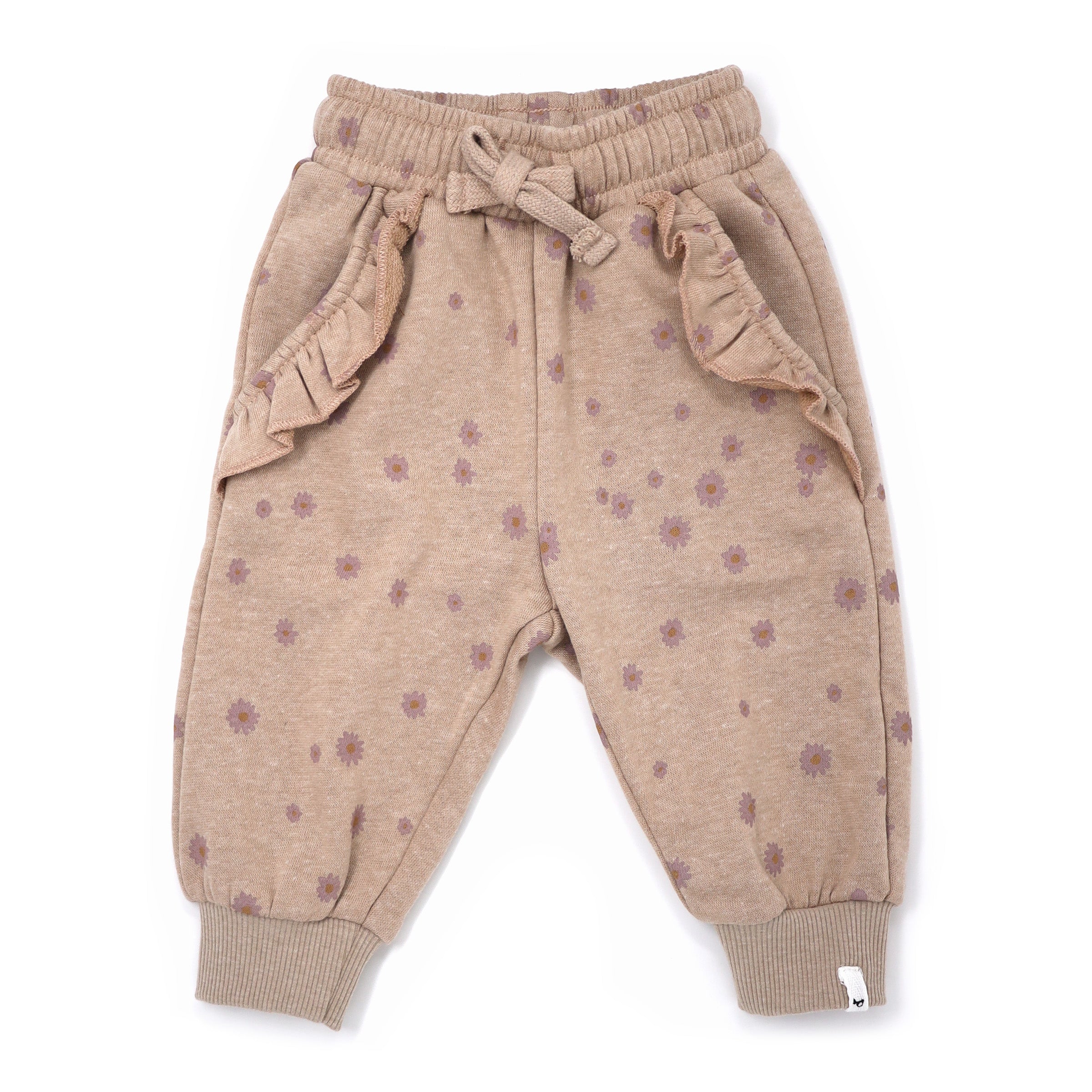 oh baby! Mini Daisies Ruffle Pocket Jogger - Latte