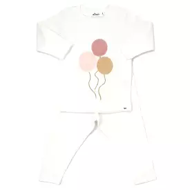 oh baby! Two Piece Set - Balloons Terry Applique -  Cream