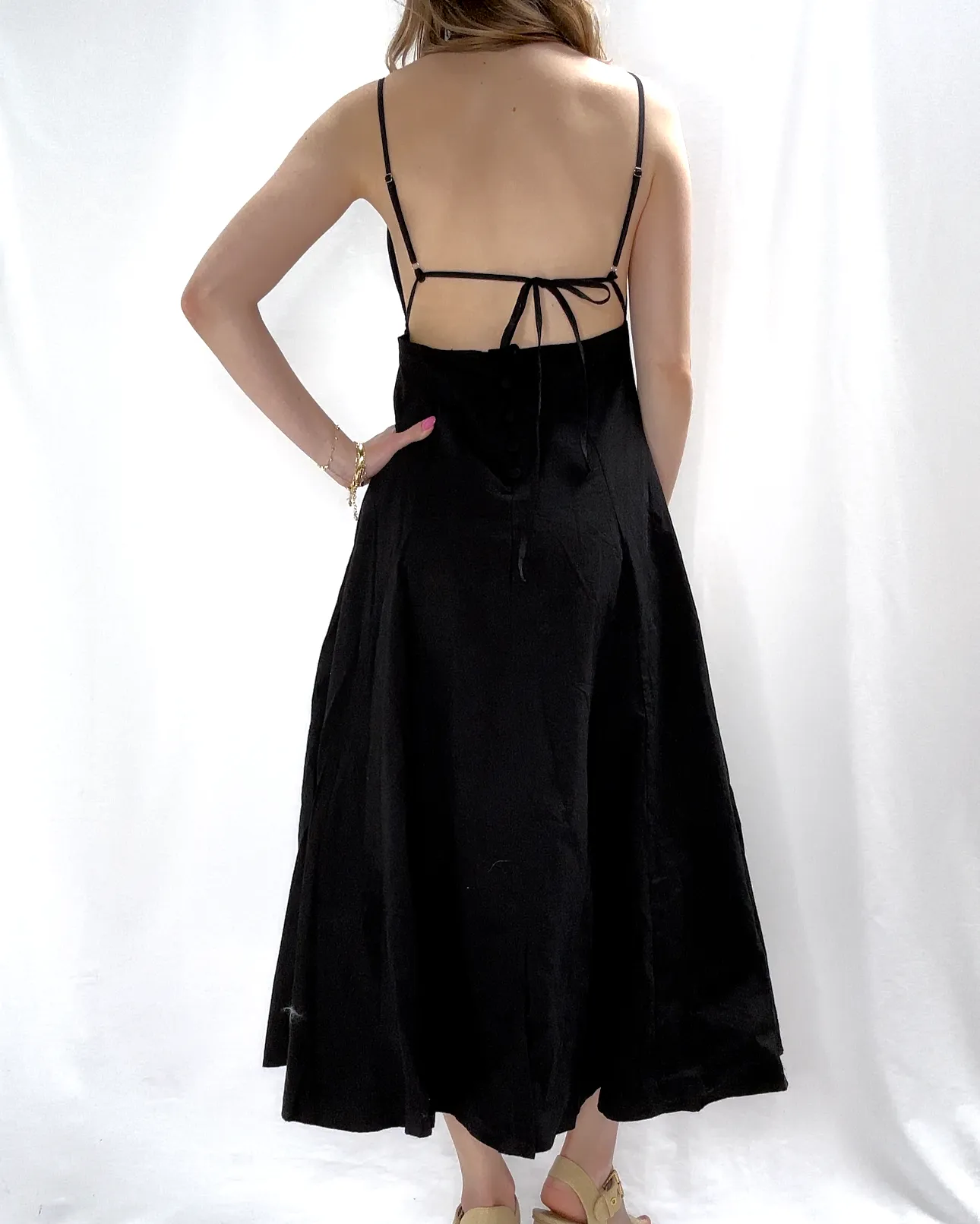 Open Back Maxi Dress - Black