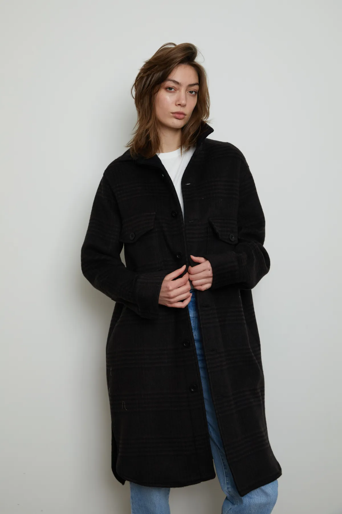 Oversized Cottage Coat - Plaid Black/Hazelnut