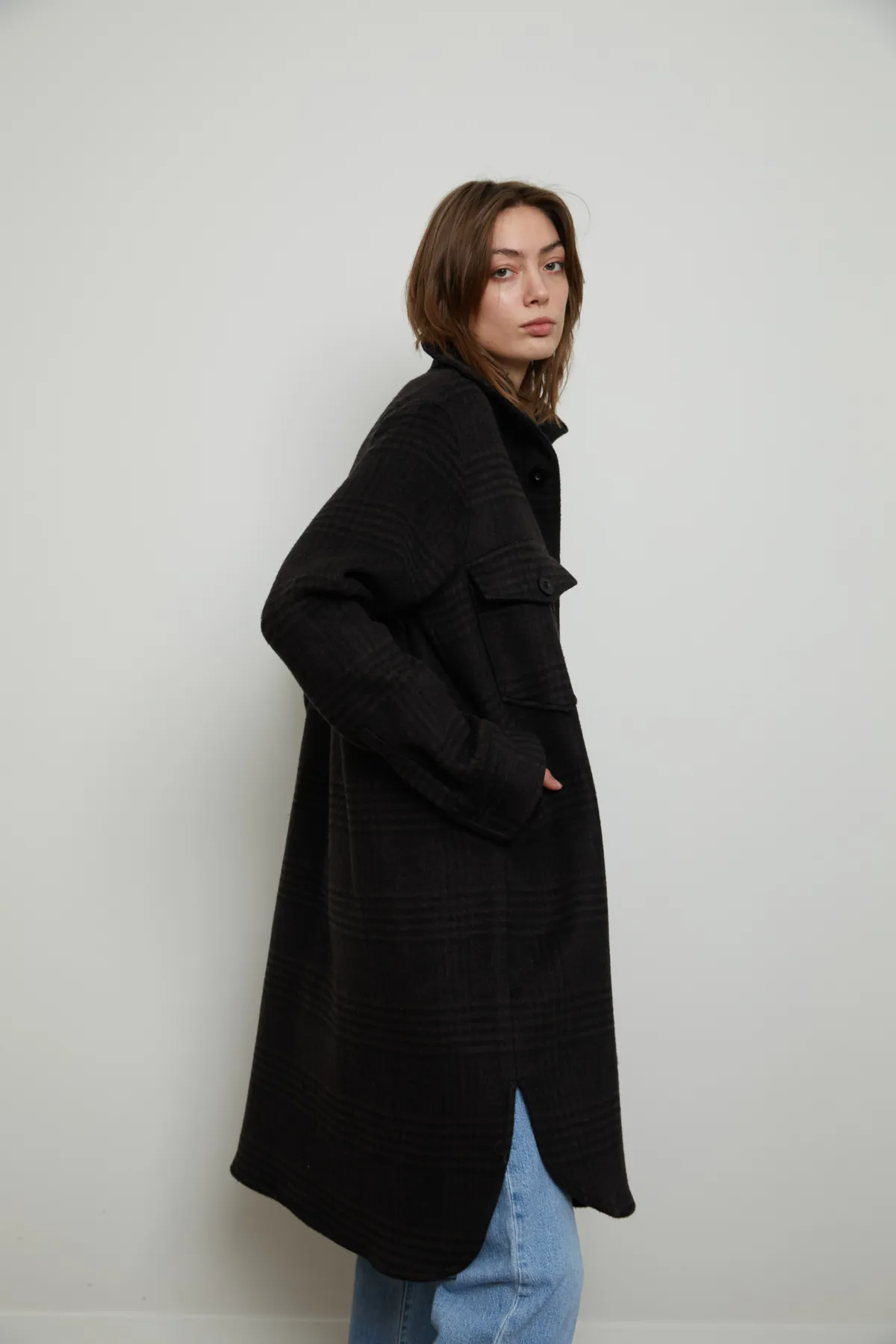 Oversized Cottage Coat - Plaid Black/Hazelnut