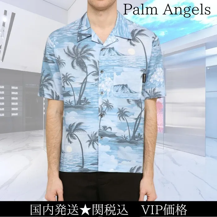 Palm Angels  |Stripes Unisex Street Style Long Sleeves Cotton Logo Shirts