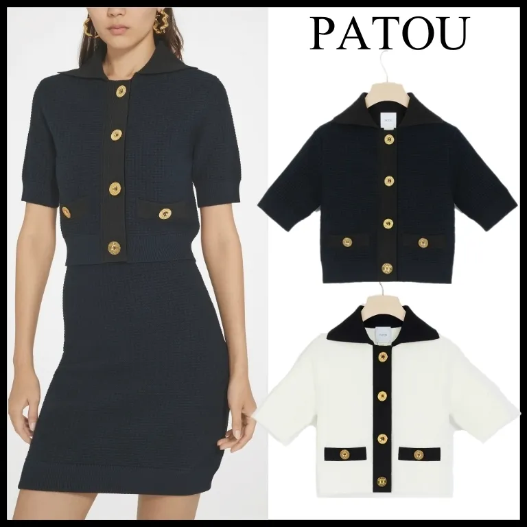 PATOU  |Plain Short Sleeves Party Style Elegant Style Formal Style