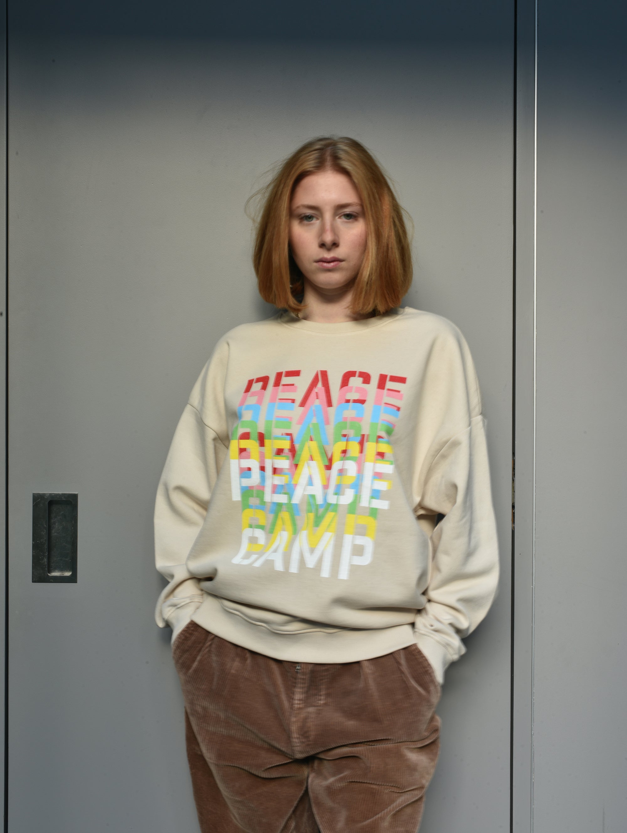 PEACE CAMP MASH UP OFF WHITE SWEATSHIRT