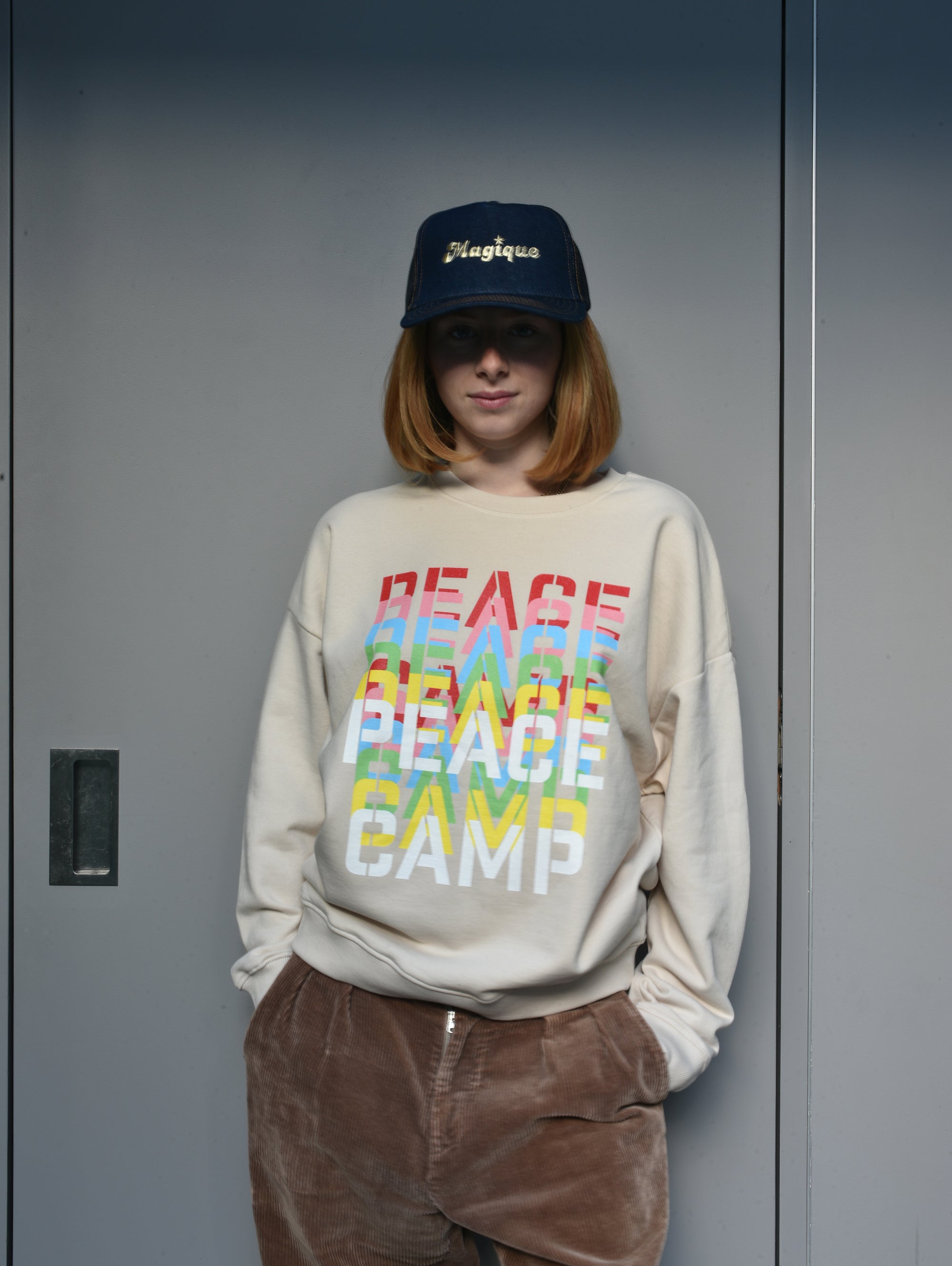 PEACE CAMP MASH UP OFF WHITE SWEATSHIRT