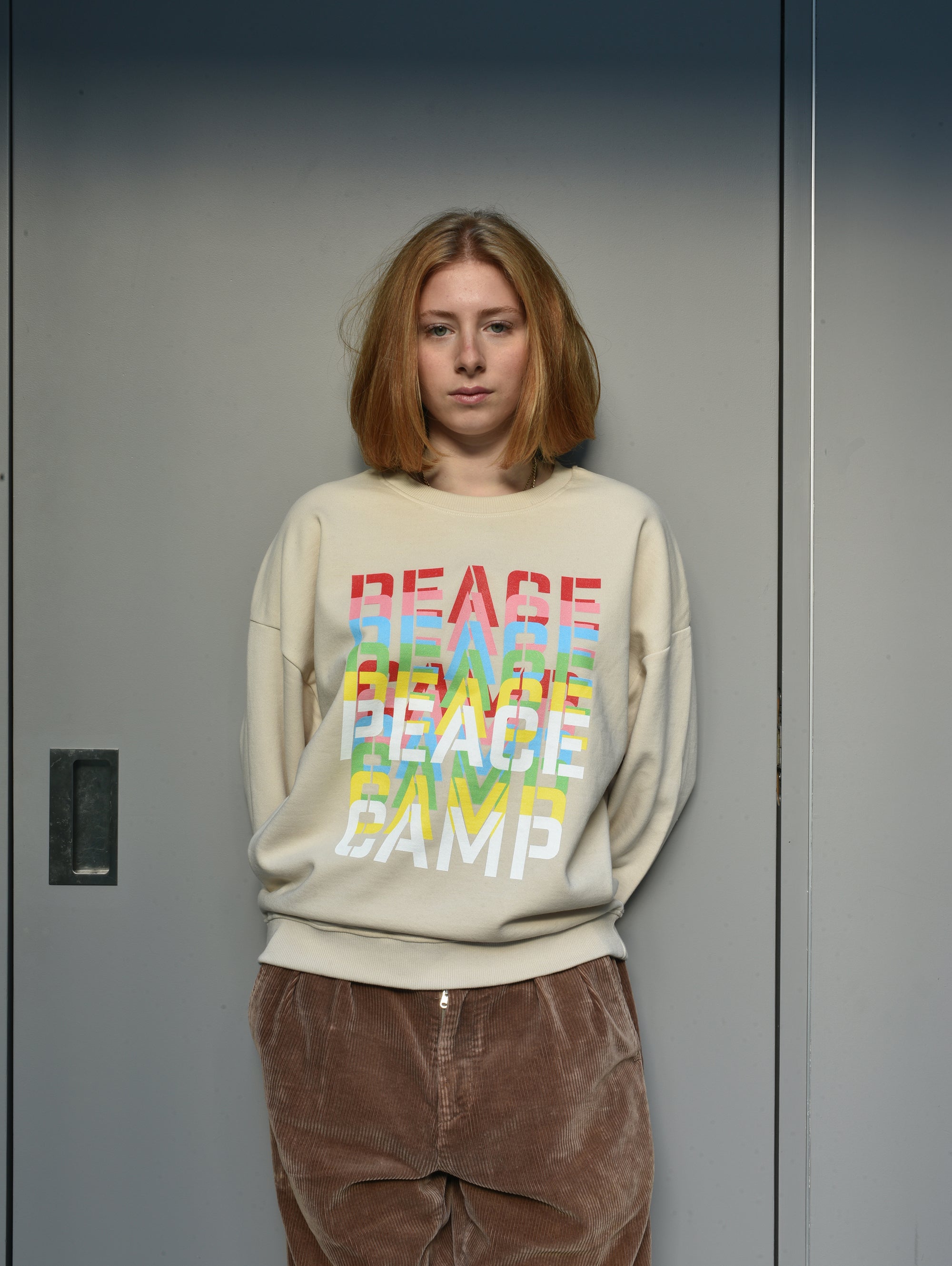 PEACE CAMP MASH UP OFF WHITE SWEATSHIRT