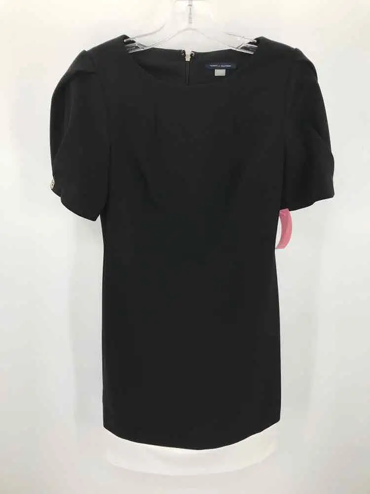 Pre-Owned Tommy Hilfiger Black Size 2 Knee Length Short Sleeve Dress