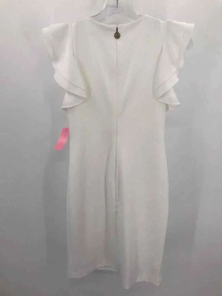 Pre-Owned Tommy Hilfiger White Size 6P Knee Length Short Sleeve Dress