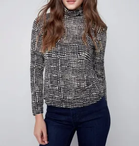 Printed Tencel Turtleneck Top