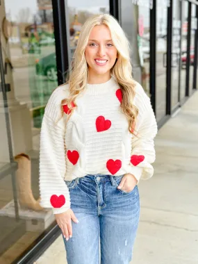 QUPID HEART SWEATER-WHITE