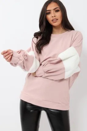 Rose Jumper with White Fur Sleeves - Stephanie