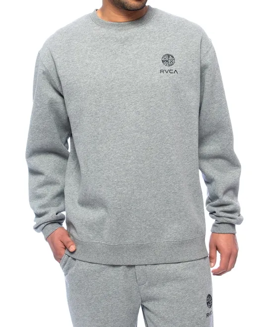 RVCA  |Crew Neck Long Sleeves Plain Logo Sweatshirts