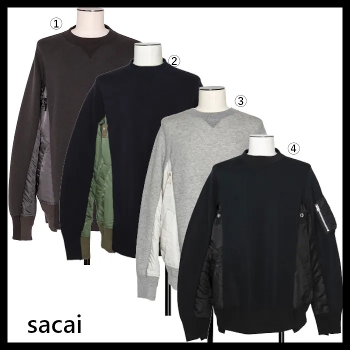 sacai  |Nylon Street Style Long Sleeves Plain Cotton Designers