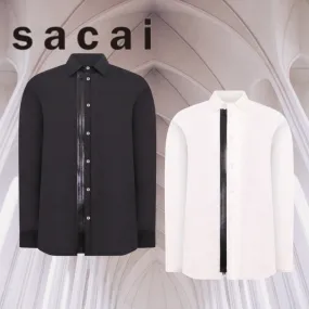 sacai  |Street Style Long Sleeves Plain Cotton Designers Shirts