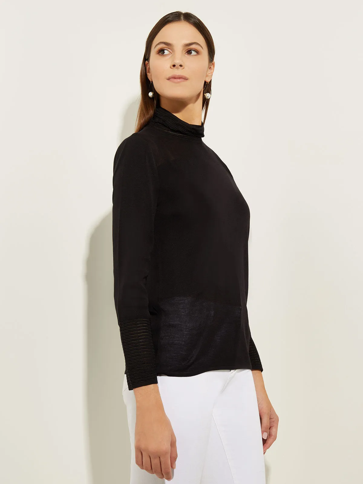 Sheer Inset Turtleneck