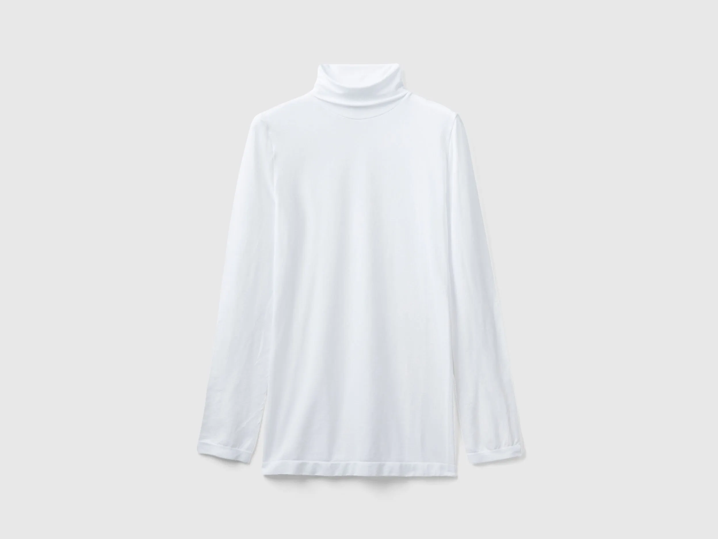 Stretch turtleneck sweater - White | Benetton