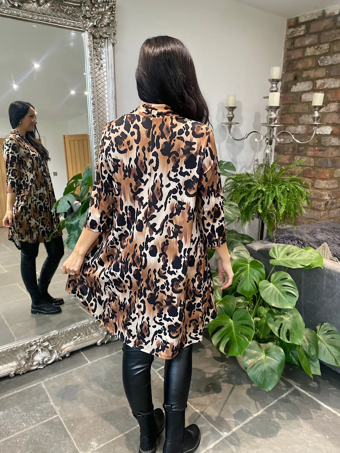 Tan Leopard Tunic Dress Hattie