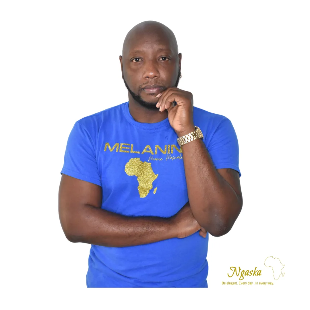 The Blue Melanin Tee for Men:  Black Excellence, Afrocentric Tees for Men, African Map Design