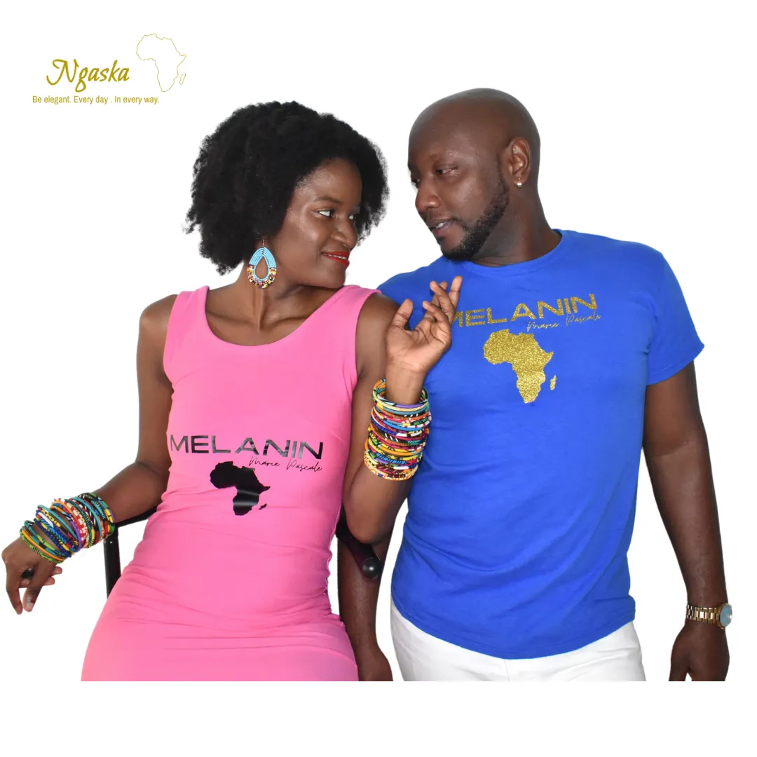 The Blue Melanin Tee for Men:  Black Excellence, Afrocentric Tees for Men, African Map Design