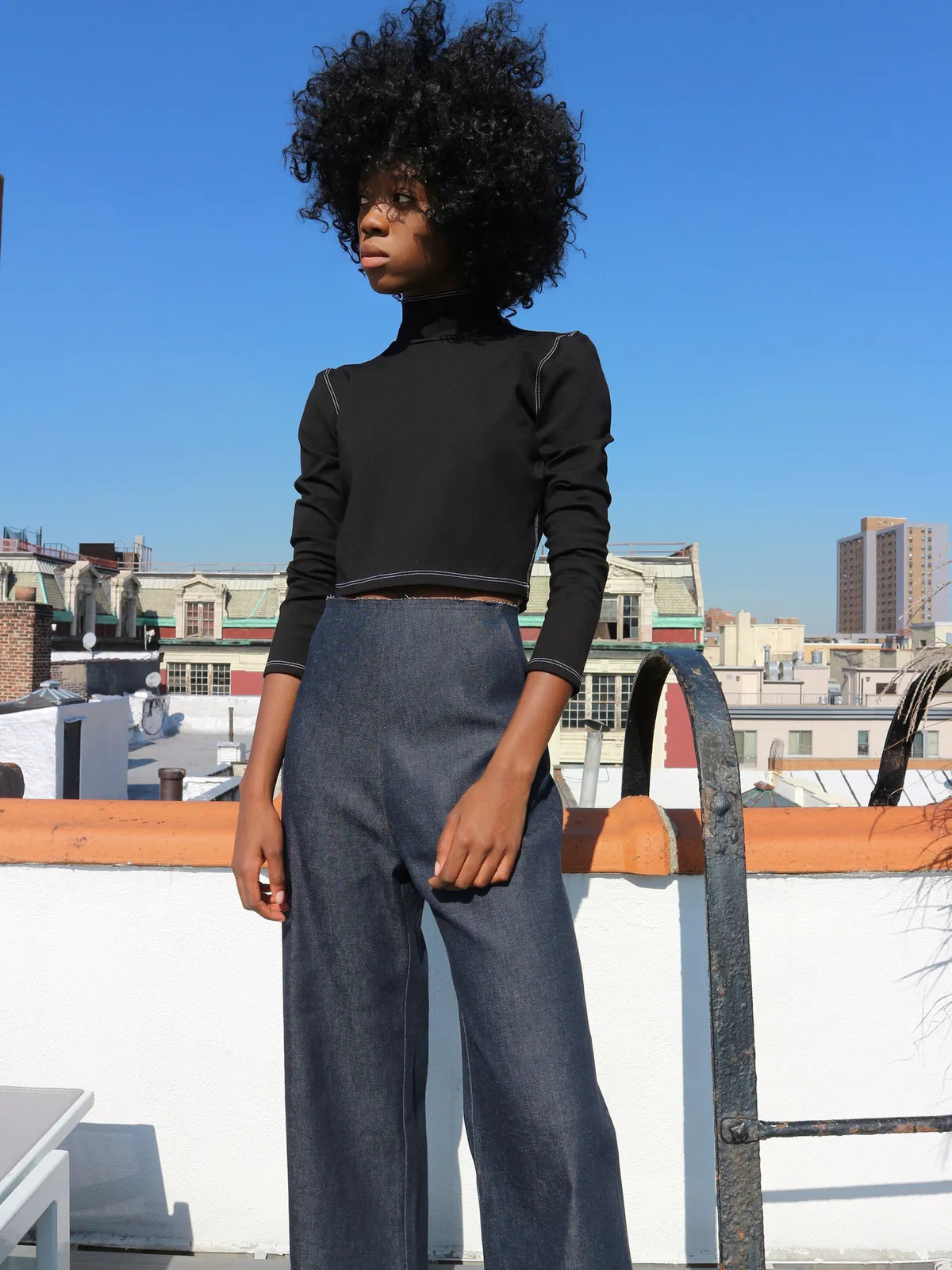 The Cropped Turtleneck - Black