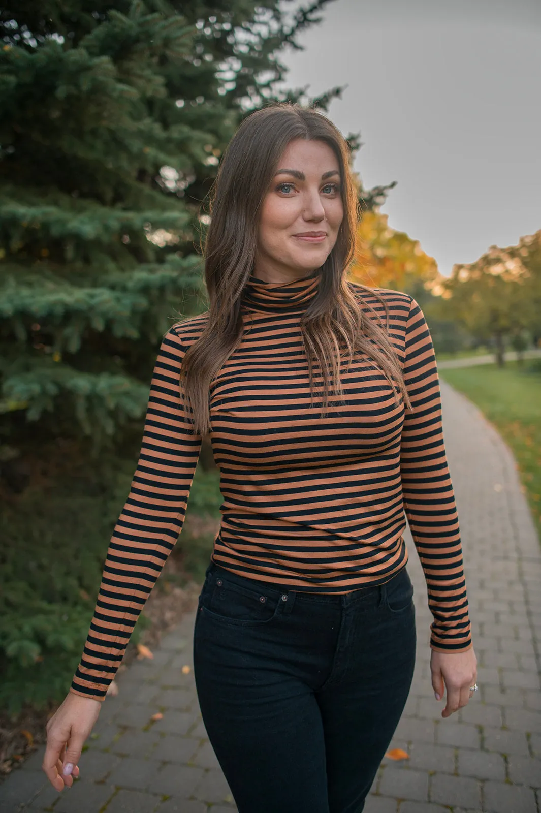 The Efinas Striped Turtleneck by Part Two - Argan Oil - PLUS