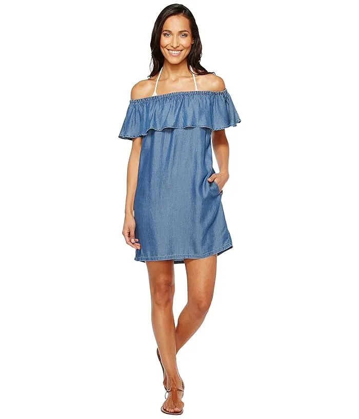 Tommy Bahama Chambray Off the Shoulder Dress Cover-Up