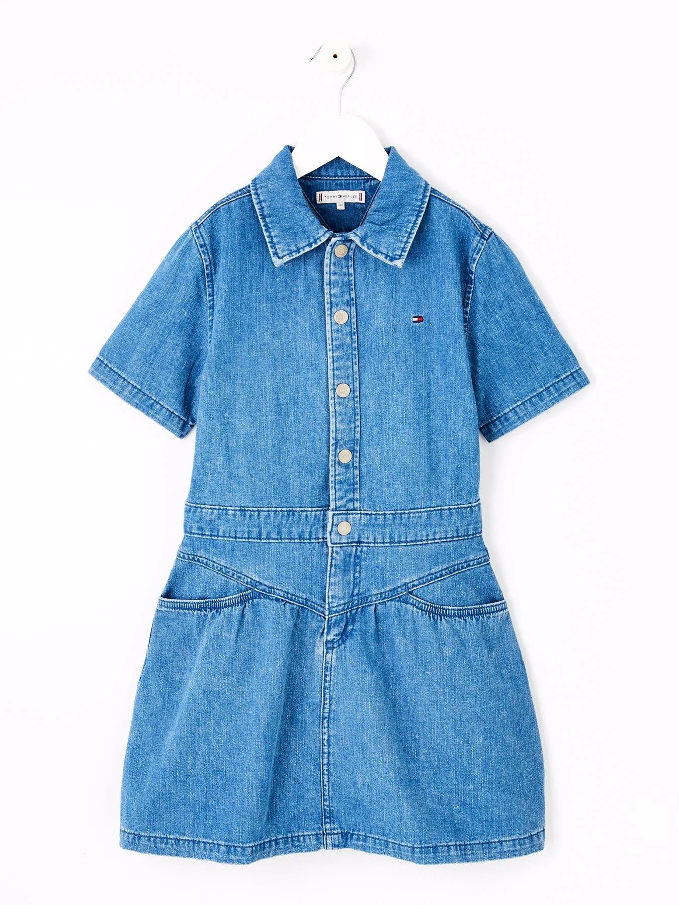 Tommy Hilfiger Girls Denim Dress Mid Blue - Blue