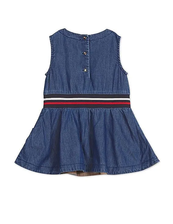 Tommy Hilfiger Kids Girls Indigo Sleeveless Woven Chambray Dress