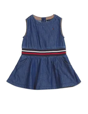 Tommy Hilfiger Kids Girls Indigo Sleeveless Woven Chambray Dress