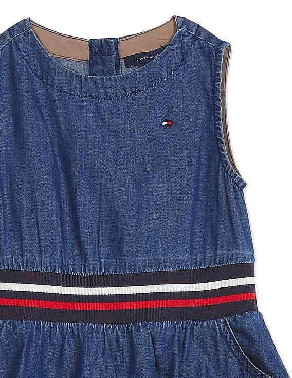 Tommy Hilfiger Kids Girls Indigo Sleeveless Woven Chambray Dress