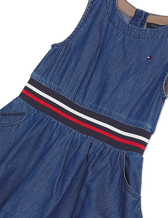 Tommy Hilfiger Kids Girls Indigo Sleeveless Woven Chambray Dress