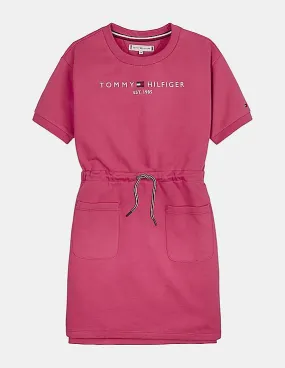 Tommy Hilfiger Kids Girls Pink Drawstring Waist Sweatshirt Dress