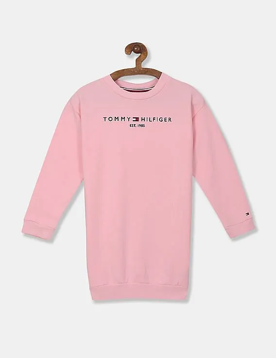 Tommy Hilfiger Kids Girls Pink Essential Sweatshirt Dress