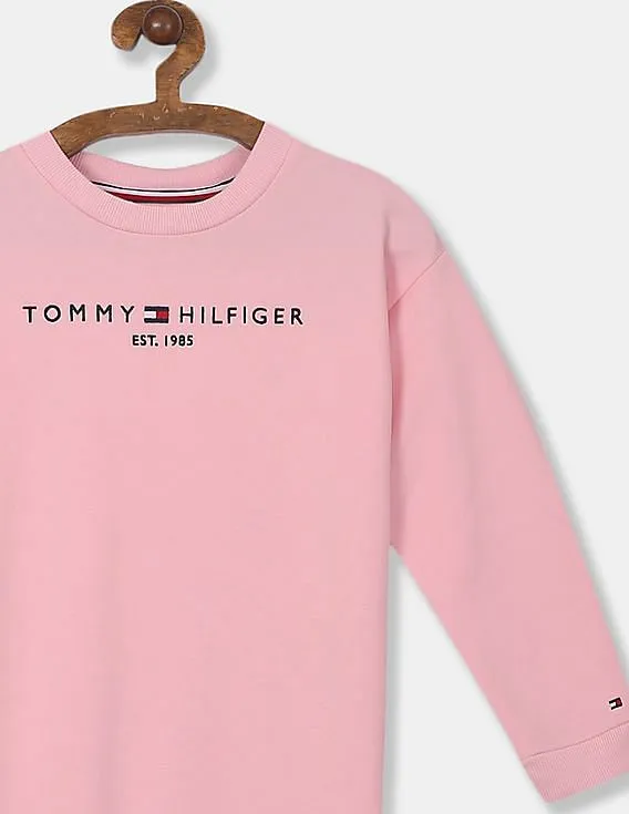 Tommy Hilfiger Kids Girls Pink Essential Sweatshirt Dress