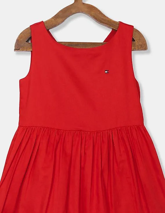 Tommy Hilfiger Kids Girls Red Sleeveless Stripe Tape Dress