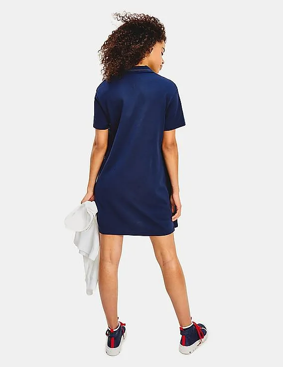 Tommy Hilfiger Women Navy Branded Collar Polo Dress