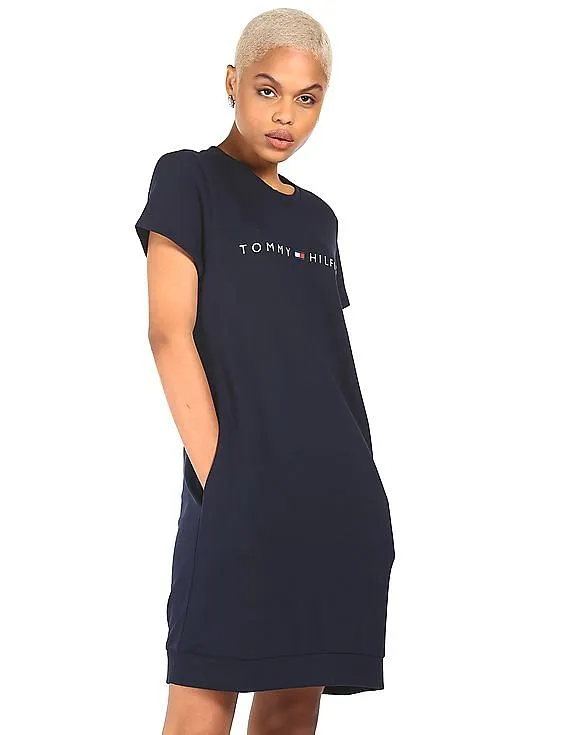 Tommy Hilfiger Women Navy Logo T-Shirt Dress