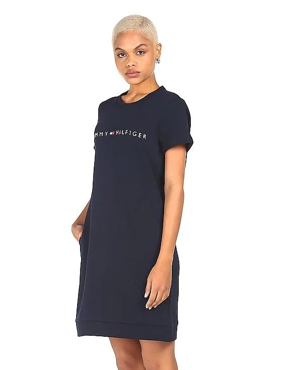 Tommy Hilfiger Women Navy Logo T-Shirt Dress