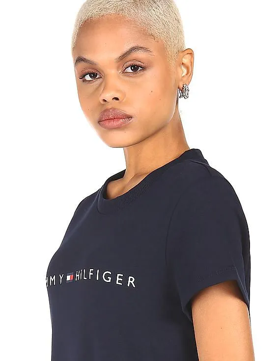 Tommy Hilfiger Women Navy Logo T-Shirt Dress